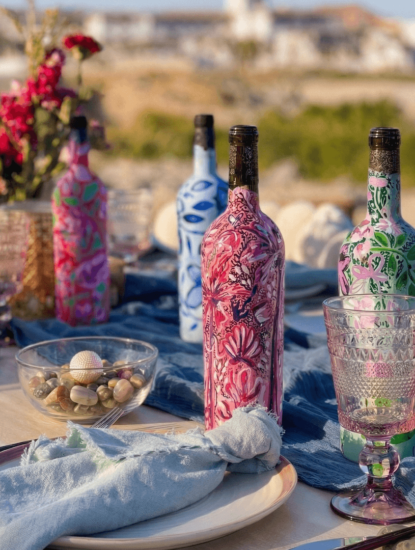 Custom Hand-Painted Wine Bottles 1